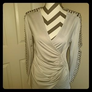 Ashro Faux Wrap Chain Arm Detail Top